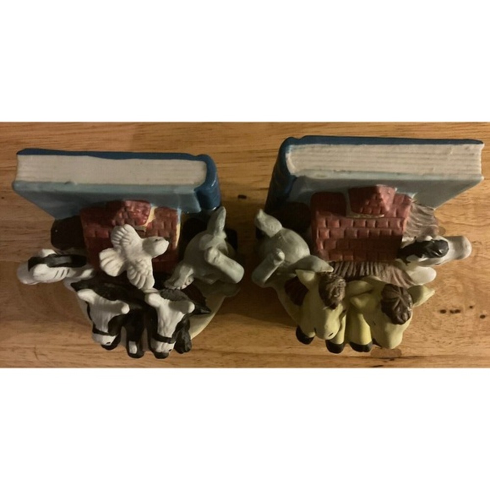 SET OF NOAH'S ARK BOOKENDS....APPROX 4" TALL...COLORFUL & DETAILED CERAMIC - Picture 10 of 11